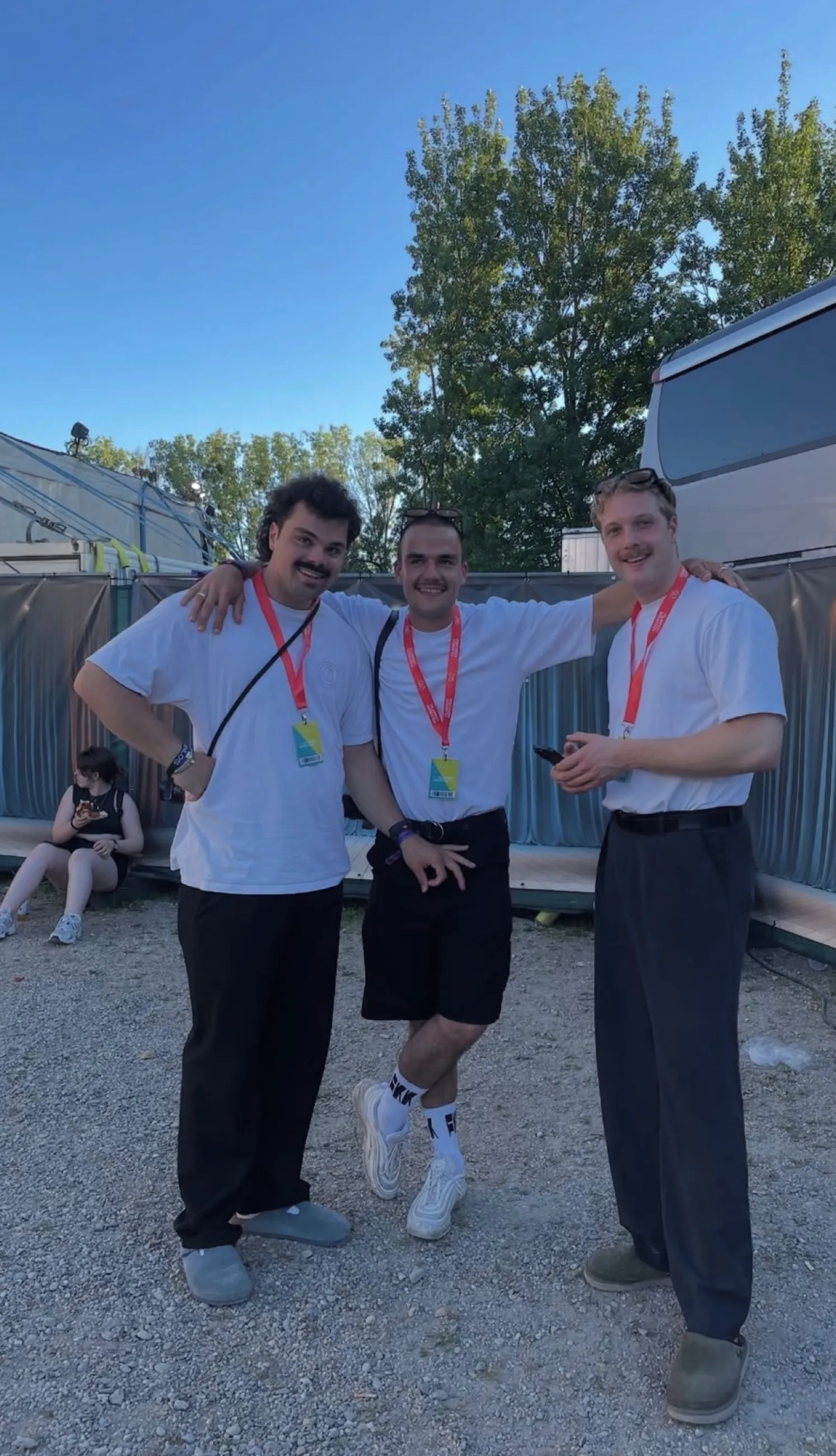 Part of the team on set, with accreditations