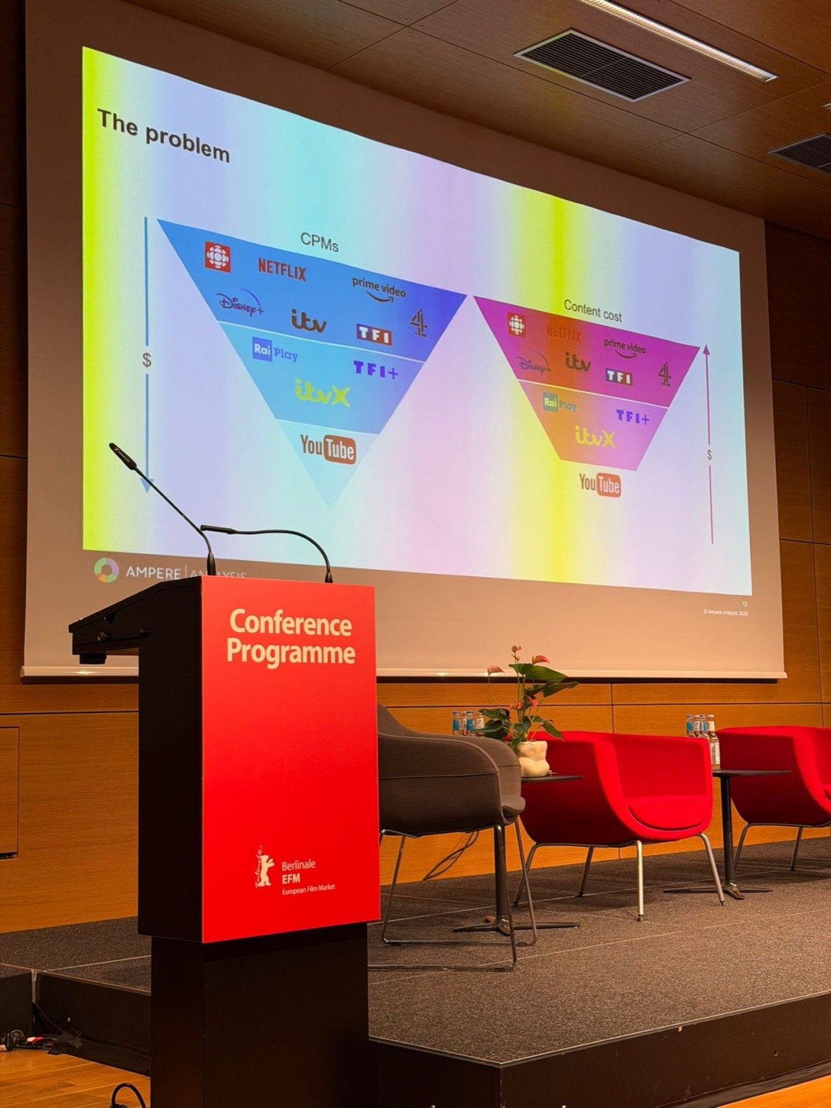A talk at the European Film Market, an audience in front of a large screen