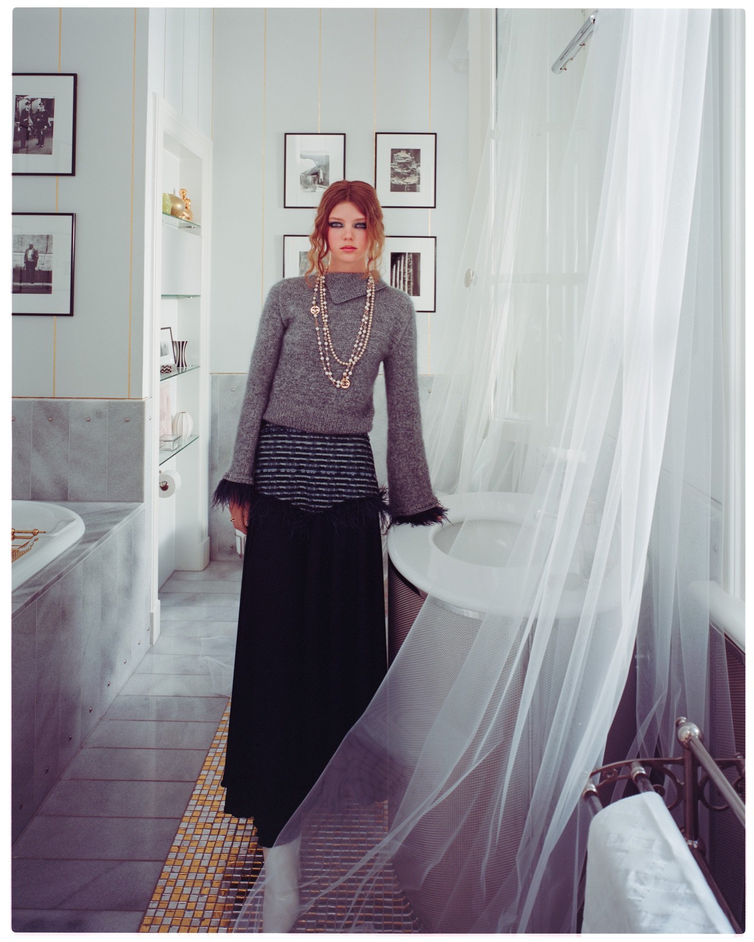 Billowing curtains in the salon of Villa Jako